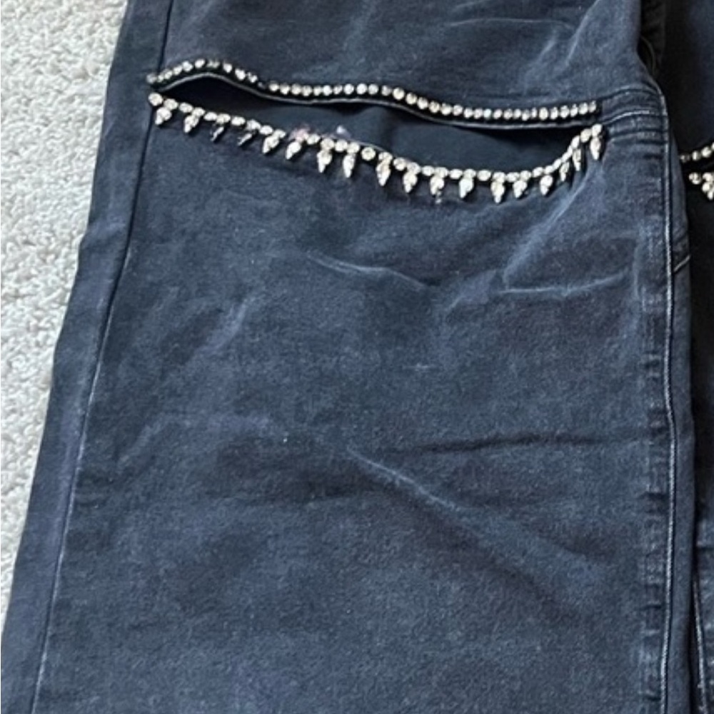 Bluebell Collection Black Embellished Flare Jeans